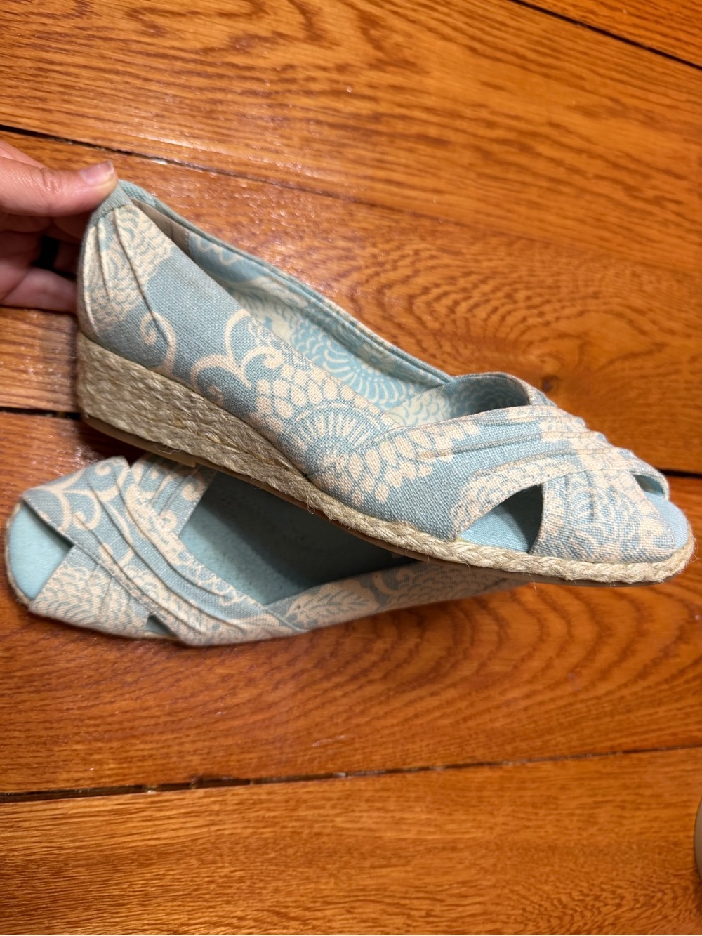 Grasshopper Wedge Peep-Toe Flats in Light Blue